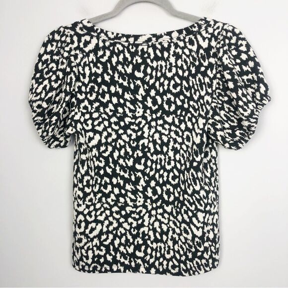 FREE PEOPLE | No Type Tee Black & White Animal Leopard Print Top Women’s Size S - Picture 10 of 12